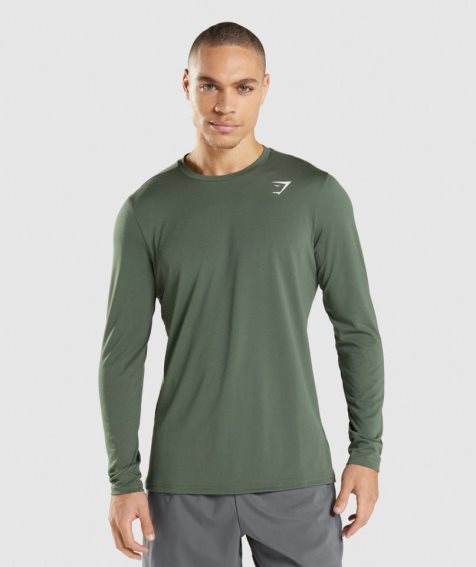 Koszulki Gymshark Arrival Long Sleeve Męskie Zielone | PL 709FIT